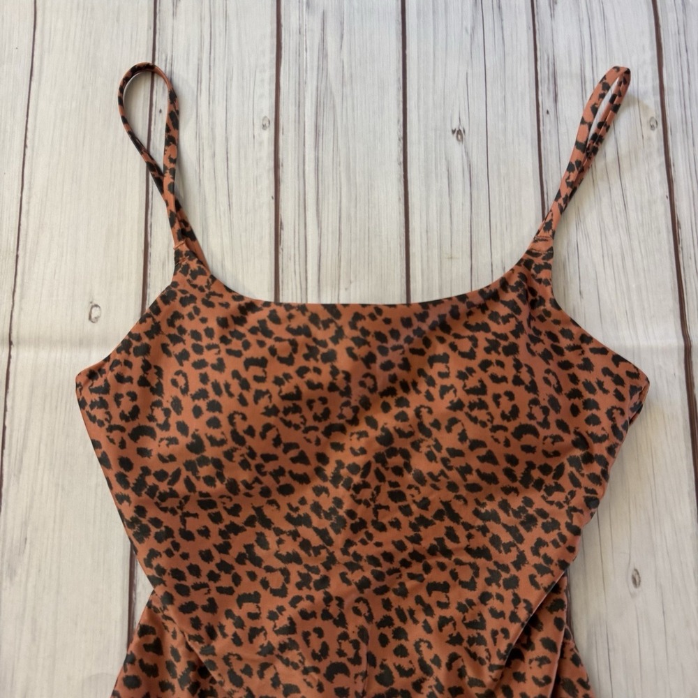 Aerie Leopard Tie Back One Piece Swimsuit Medium Animal Print Full Coverage - Picture 3 of 11